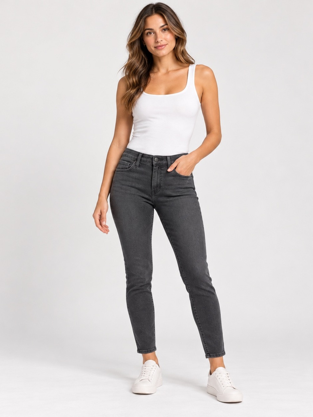 Joe's Jeans High-Rise Ankle Skinny in Charcoal Gray